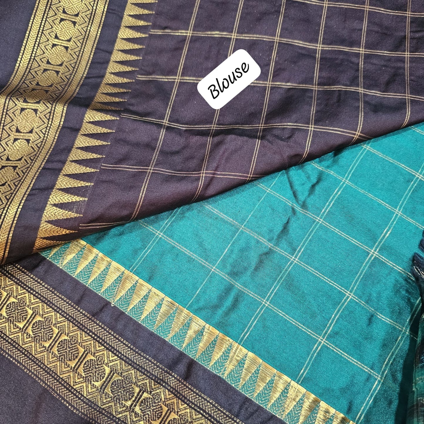 Butta Soft Silk Saree 7 Green&Chocolate brown