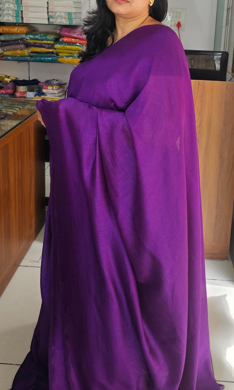 Plain saree 2 dark purple
