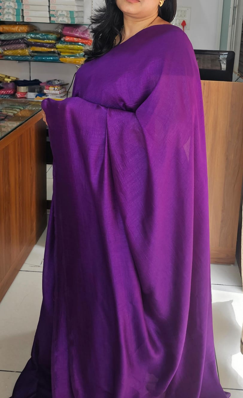 Plain saree 2 dark purple