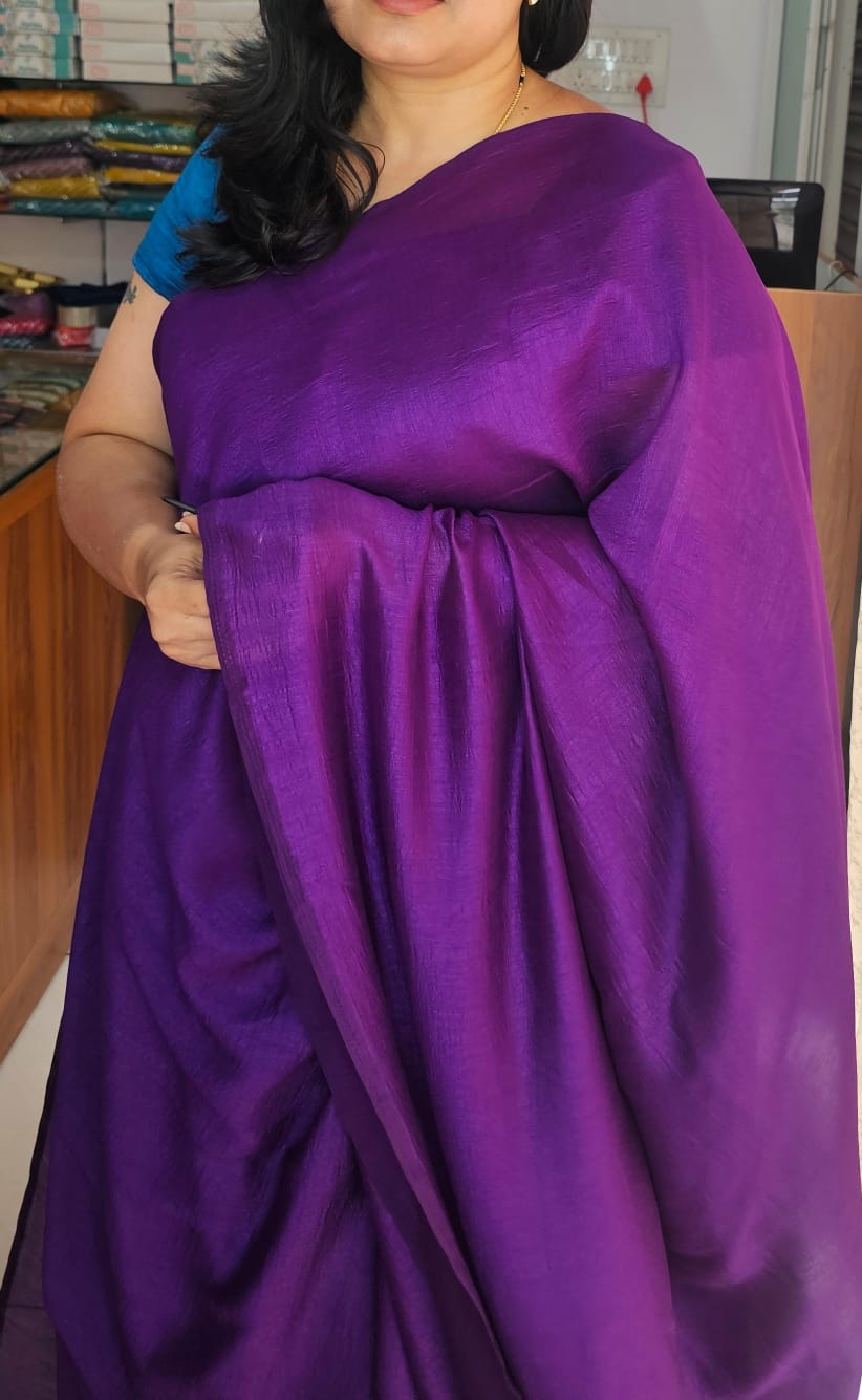 Plain saree 2 dark purple