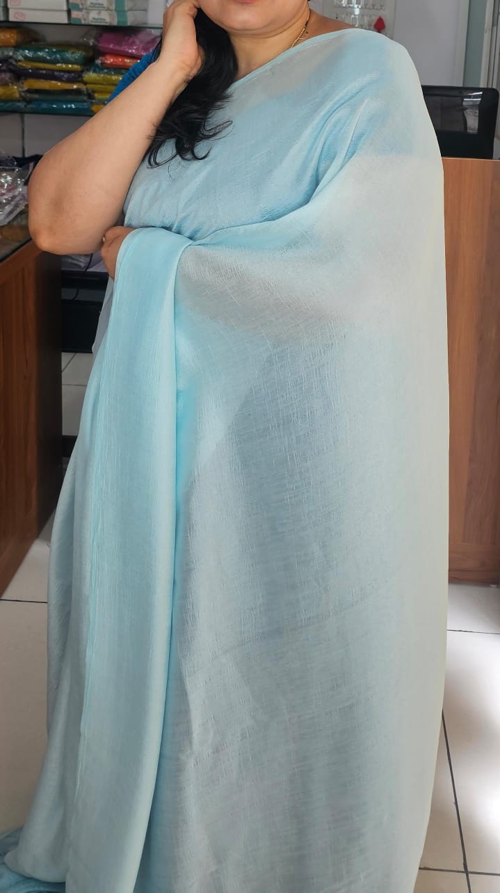 Plain Saree 6 Sky Blue