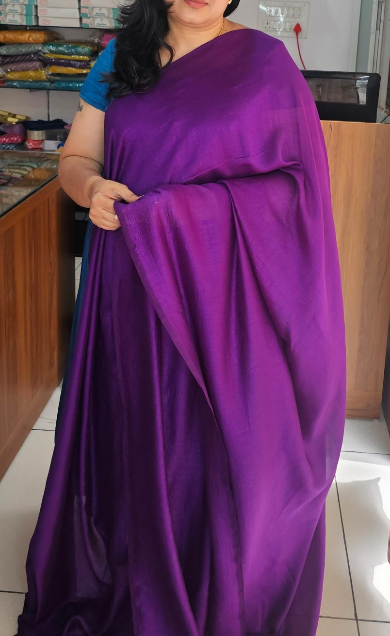 Plain saree 2 dark purple
