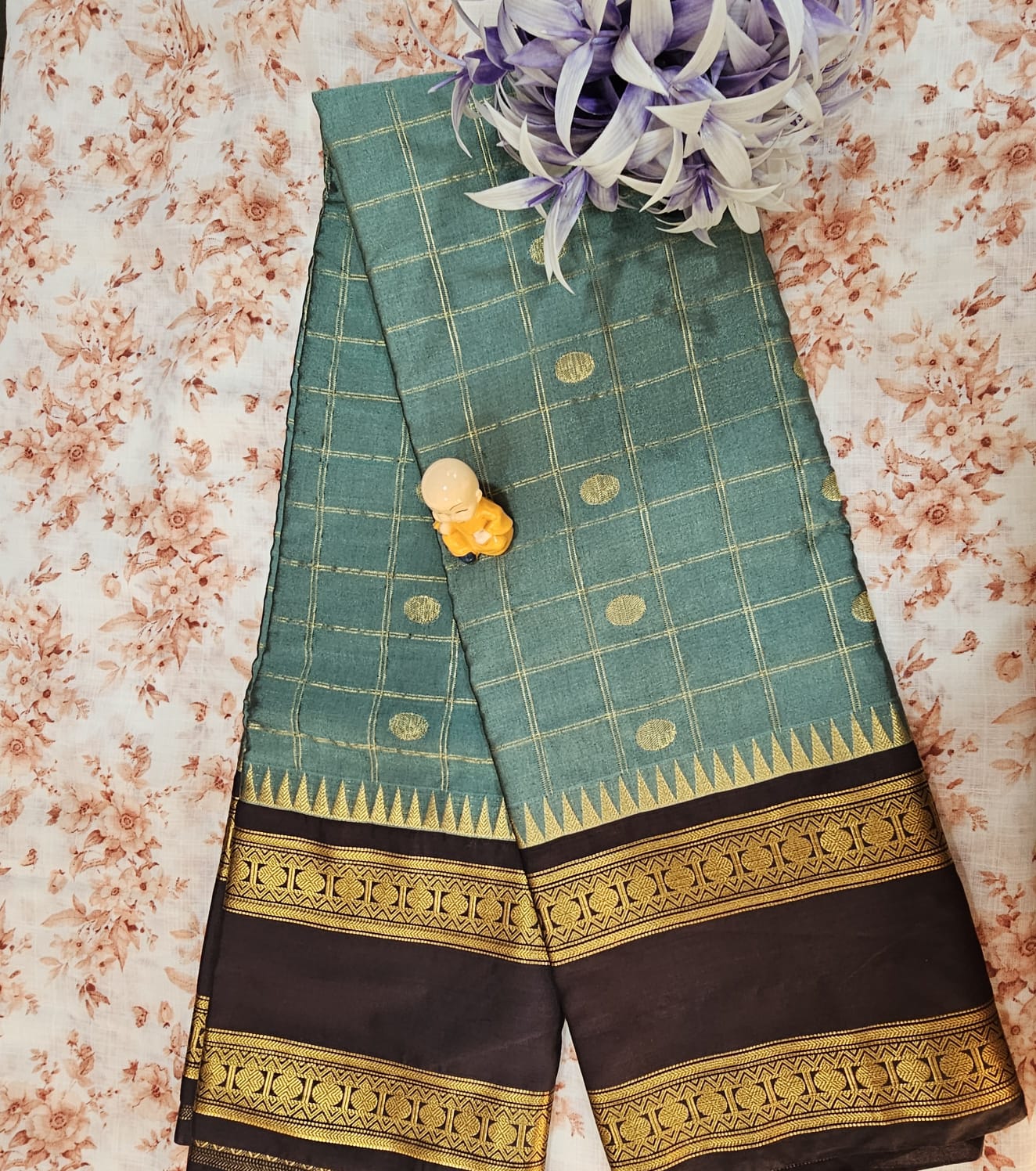 Butta Soft Silk Saree 5 LightColor&Chocolate brown