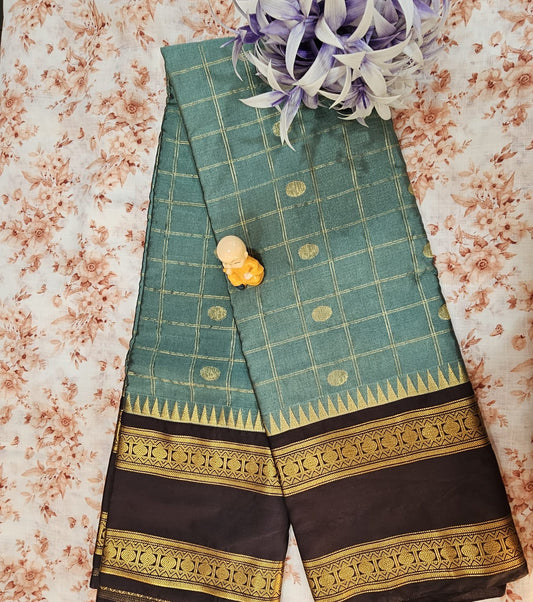 Butta Soft Silk Saree 5 LightColor&Chocolate brown