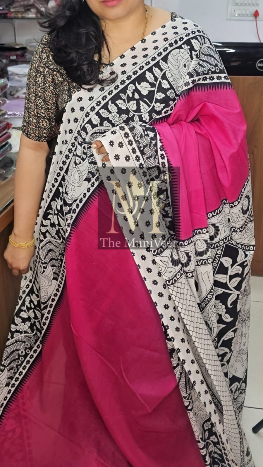 Pink Mul cotton with Kalamkari print