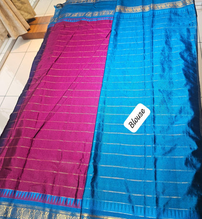 Butta Soft Silk Saree 2 Pink&Blue