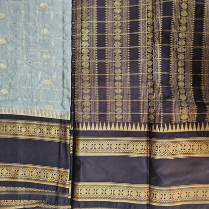 Butta Soft Silk Saree 6 Cement&Chocolate Brown
