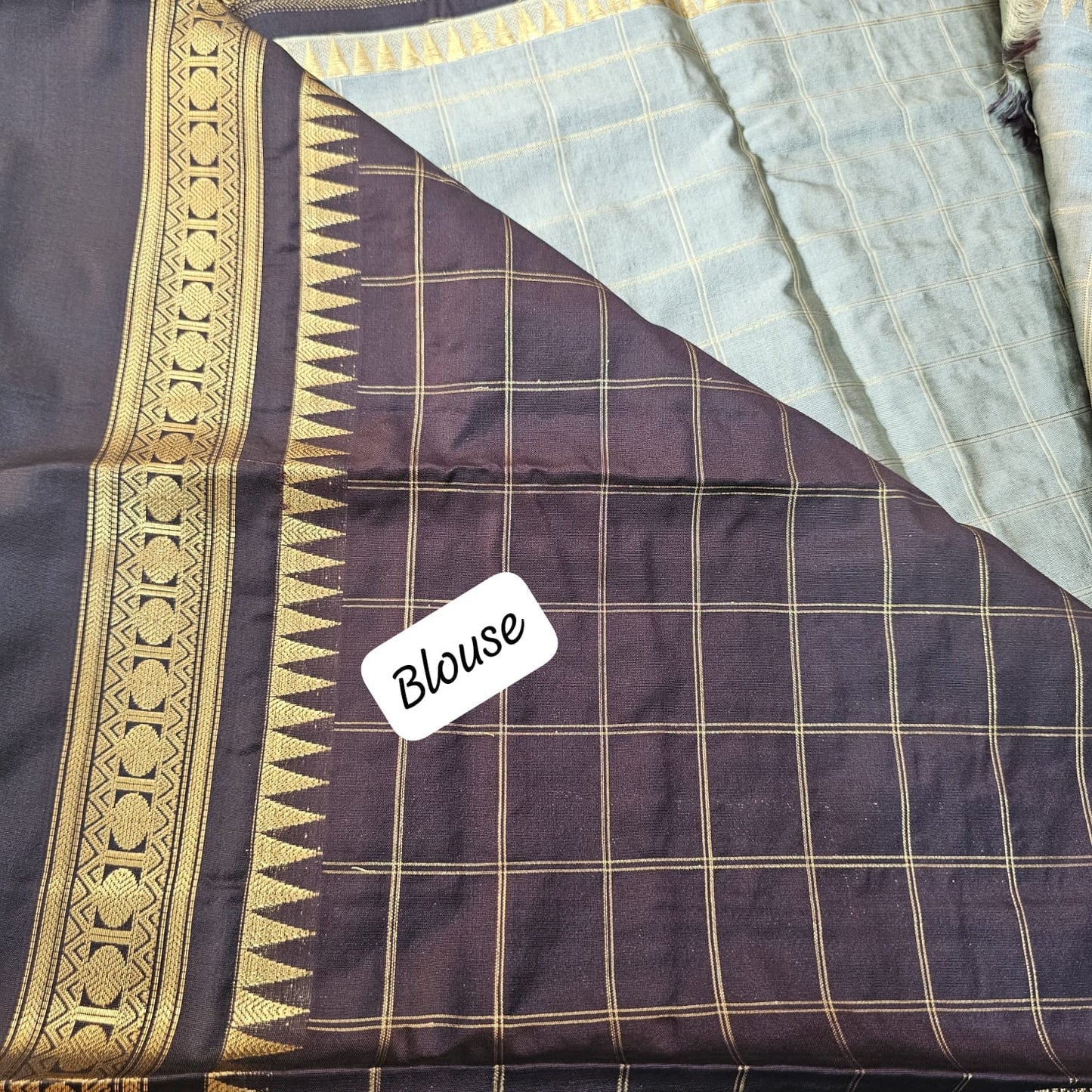 Butta Soft Silk Saree 6 Cement&Chocolate Brown