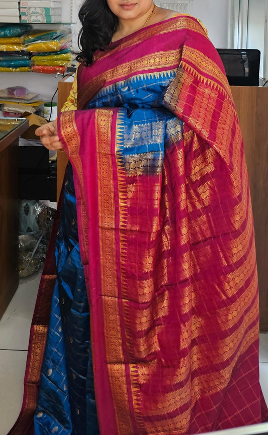 Butta Soft Silk Saree 1  Blue&pink