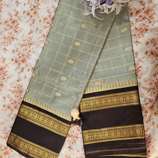 Butta Soft Silk Saree 6 Cement&Chocolate Brown