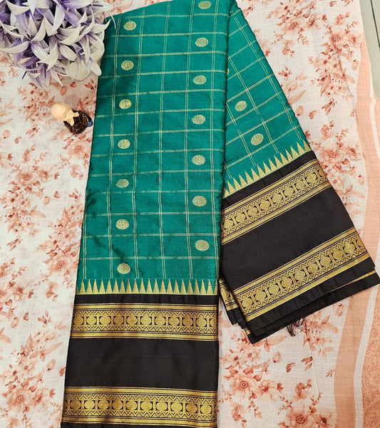 Butta Soft Silk Saree 7 Green&Chocolate brown