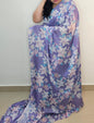 Digital print saree purple with floral design 02