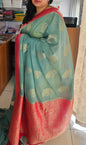Mint Green N Pink Soft Georgette Saree 02 with Mango Design