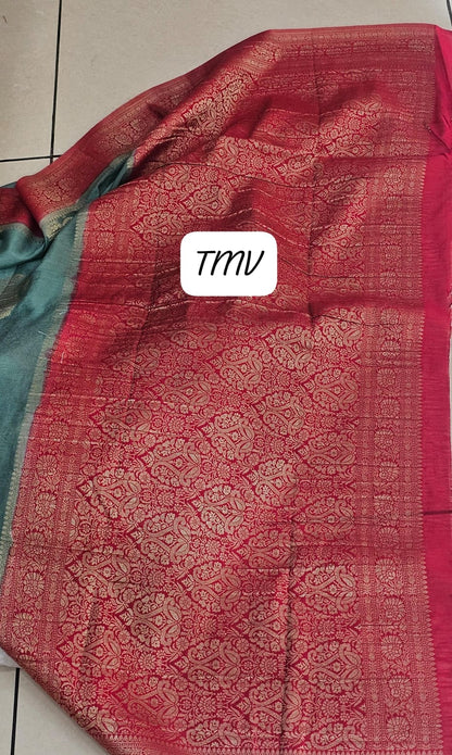 Mint Green N Pink Soft Georgette Saree 02 with Mango Design