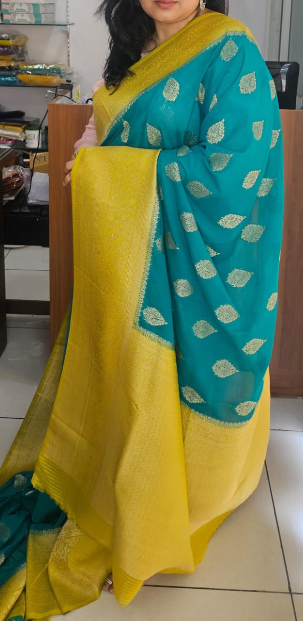 Italian Georgette Saree 2 Butta Design