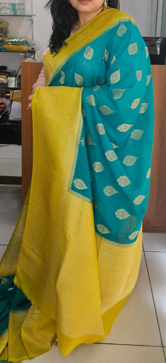 Italian Georgette Saree 2 Butta Design