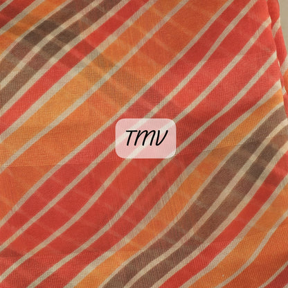 Kankavathi Silk Saree Pink/Orange Slanting Line 1