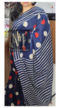 Blue with Polka dot design Mul cotton premium saree