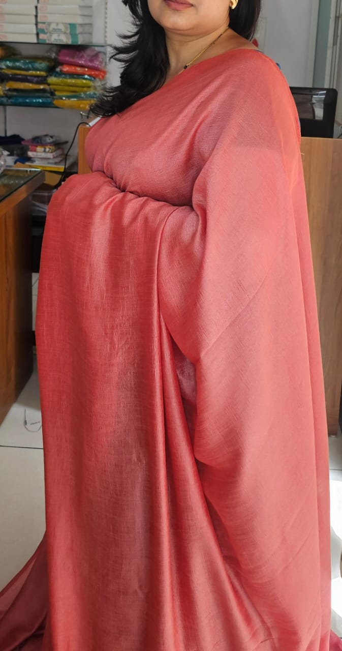 Plain Saree 5 dark peach