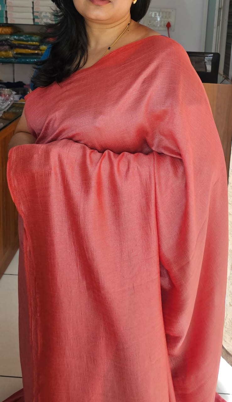 Plain Saree 5 dark peach