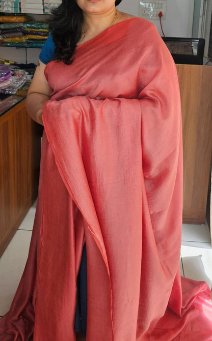 Plain Saree 5 dark peach