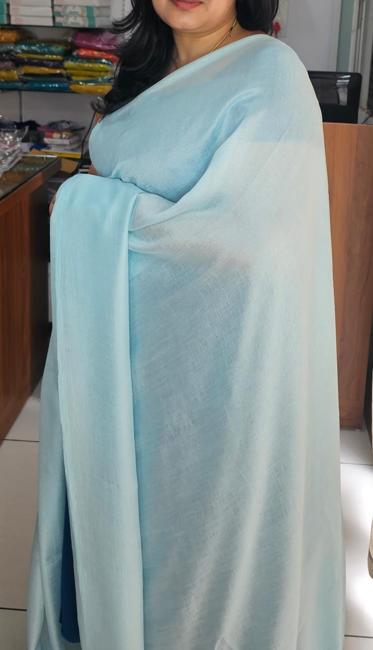 Plain Saree 6 Sky Blue