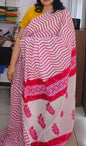 White and Pink Mul Cotton 1 Zig Zag Design Saree 05