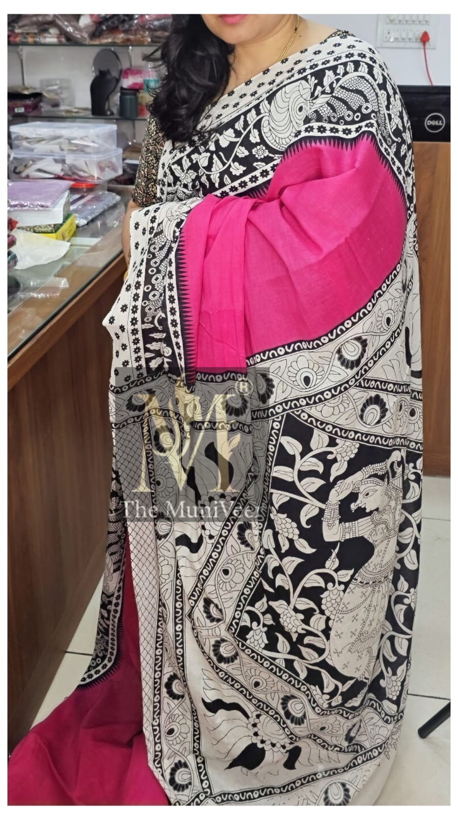 Pink Mul cotton with Kalamkari print